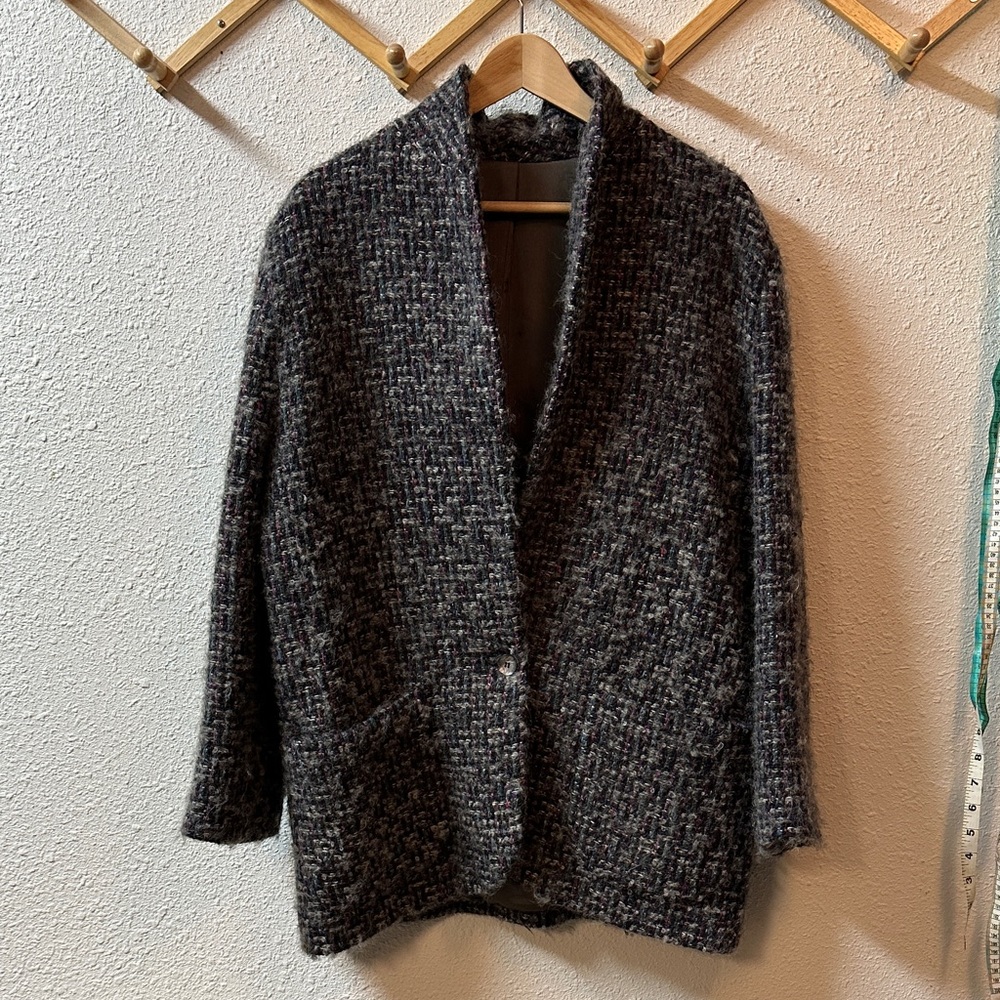 VTG Talbot USA multicolor wool blend knit grey blazer 14